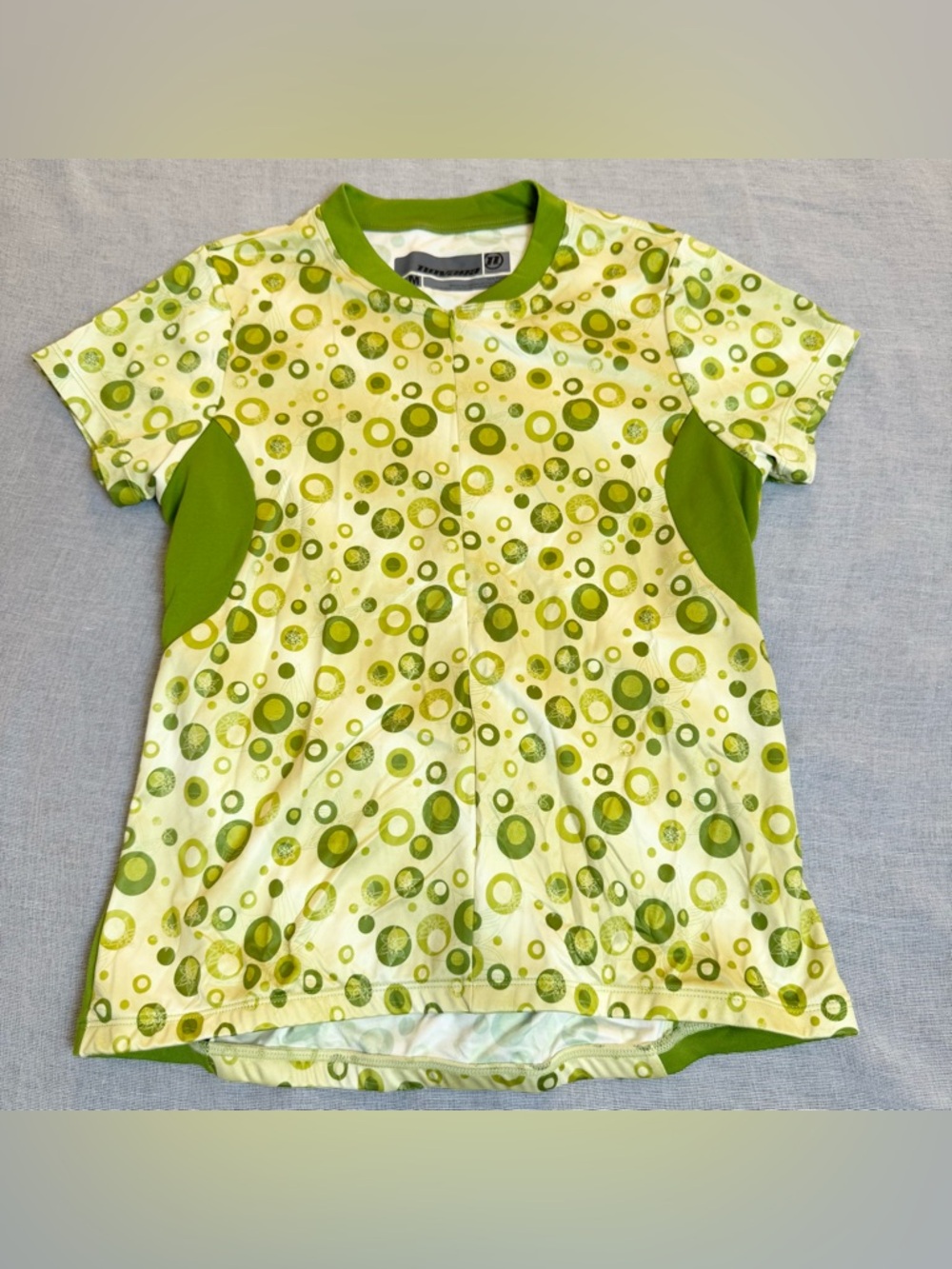 Novara Cycling Jersey Short Sleeve Lime & Olive Bubble-Print Size M